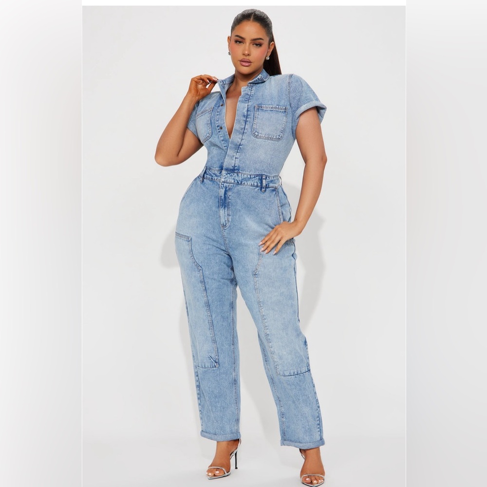Fashion Nova/ Denim jumpsuit - light wash color- NWT